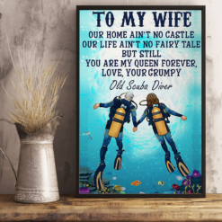 Personalized Gift Scuba Diving Husband To Wife Poster Canvas Vintage Poster Canvas