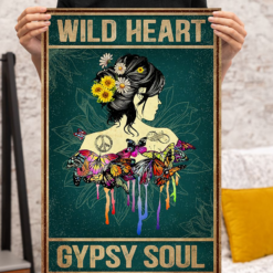 Hippie Girl Wild Heart Gypsy Soul Poster Canvas Vintage Poster Canvas ...