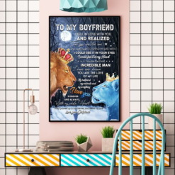 Personalized Gift Lions Girlfriend To Boyfriend Poster Canvas I Fell In Love With You Vintage Wall Art