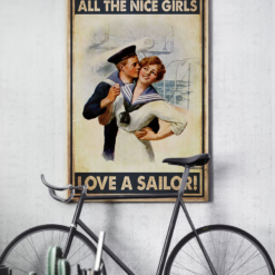 Sailor Couple Poster Canvas All The Nice Girls Love A Sailor Vintage Poster Canvas