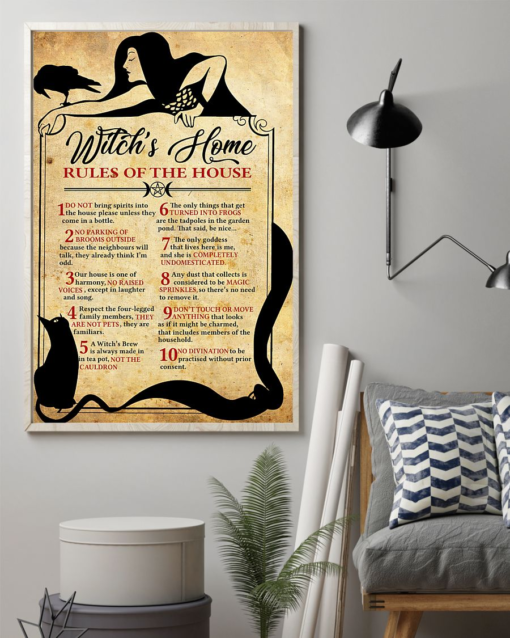 Witch's Home Rules Of The House Poster Canvas Vintage Poster Canvas