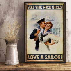 Sailor Couple Poster Canvas All The Nice Girls Love A Sailor Vintage Poster Canvas
