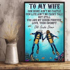 Personalized Gift Scuba Diving Husband To My Wife Our Home Ain't No Castle Poster Canvas Wall Art