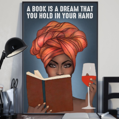 Black Girl Loves Book Wine Poster Canvas A Book Is A Dream That You Hold In Your Hand Vintage Poster Canvas