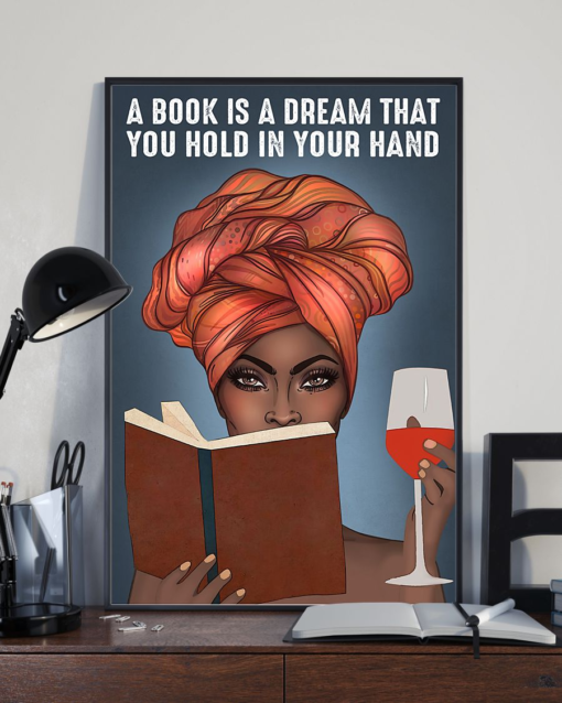 Black Girl Loves Book Wine Poster Canvas A Book Is A Dream That You Hold In Your Hand Vintage Poster Canvas