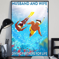 Diving Poster Canvas Husband And Wife Diving Partner For Life Vintage Poster Canvas