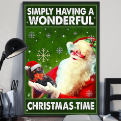 Dachshund Santa Claus Poster Canvas Simply Having A Wonderful Christmas Time Vintage Poster Canvas