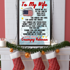 Personalized Gift Grumpy Veteran To My Wife Poster Canvas Vintage Wall Art