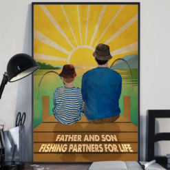 Fishing Partners For Life Father And Son Poster Canvas Vintage Poster Canvas