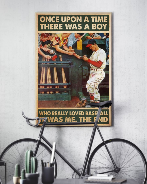 Baseball Loves Poster Canvas Once Upon A Time There Was A Boy Vintage Poster Canvas