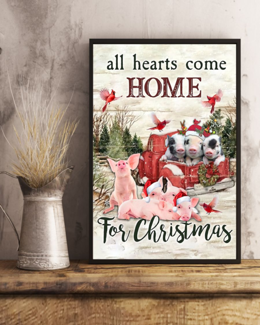 Pigs Hummingbirds Poster Canvas All Heart Come Home For Christmas Vintage Poster Canvas