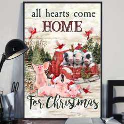 Pigs Hummingbirds Poster Canvas All Heart Come Home For Christmas Vintage Poster Canvas