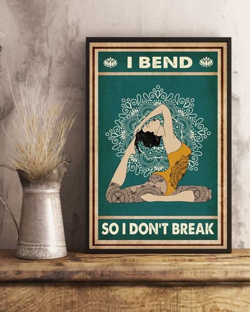 Yoga Girl Poster Canvas I Bend So I Don't Break Vintage Poster Canvas