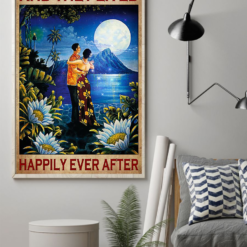 Hawaii Couple Poster Canvas And She Lived Happily Ever After Vintage Poster Canvas