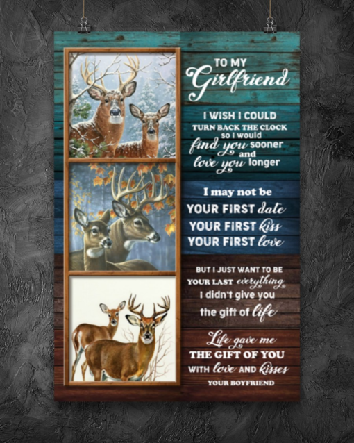 Personalized Gift Deer To My Girlfriend Poster Canvas I Wish Could Turn Back Clock Vintage Wall Art