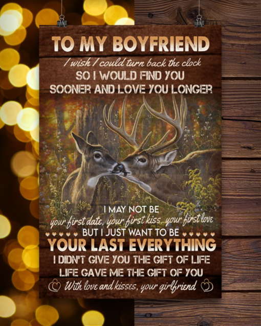 Personalized Gift Deer To My Boyfriend Poster Canvas I Wish I Could Turn Back The Clock Vintage Wall Art
