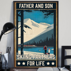 Skiing Father And Son Partners For Life Poster Canvas Vintage Poster Canvas