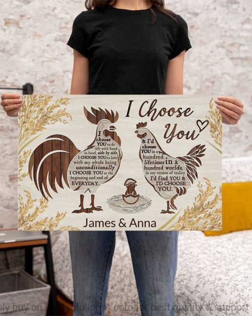 Personalized Chicken I Choose You Horizontal Poster Canvas or Wall Art Canvas LN Couple Farmer Husband Gift Gift For Farmers
