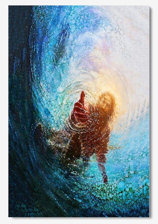 The Hand Of God Painting Jesus Reaching Into Water Poster/Canvas – Art ...