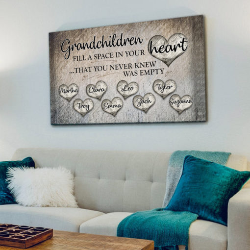 Personalized "Grandchildren Fill A Space In Your Heart" Premium Canvas ...