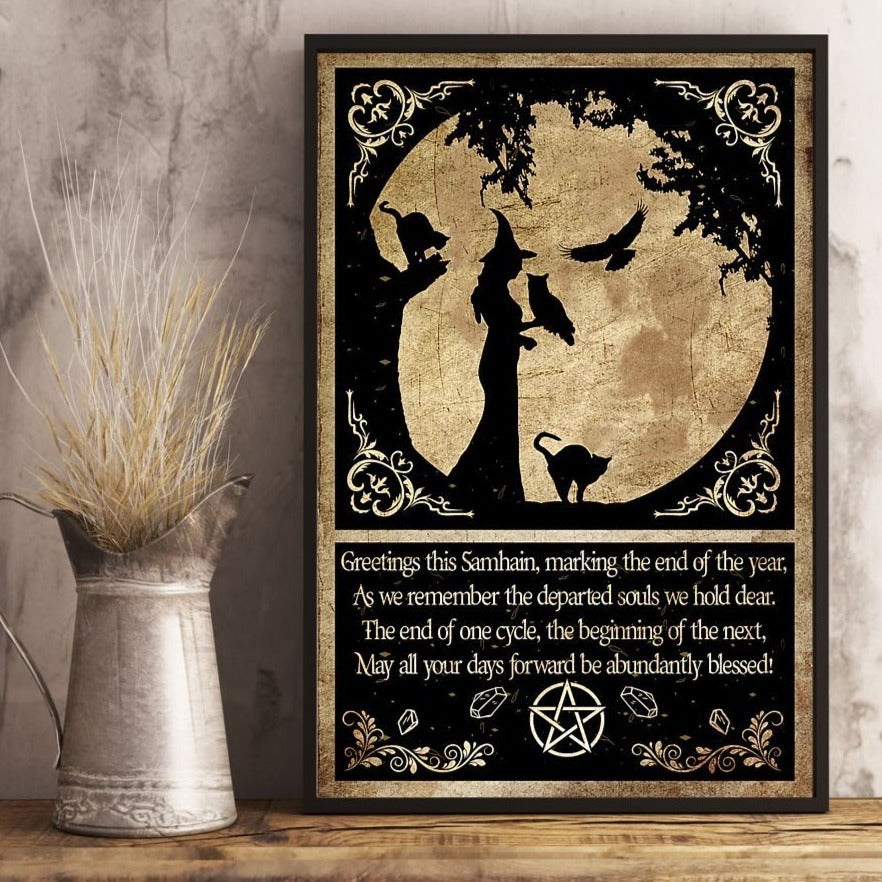 Samhain poster in outlet frame. Can ship in a tube or frame.