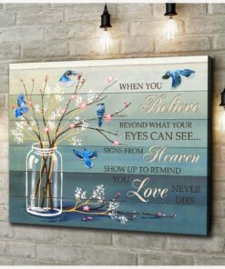 Zalooo When You Believe Blue Jay Bird Wall Art Canvas
