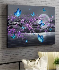 Hayooo Butterfly Canvas Tree With Blue Butterflies