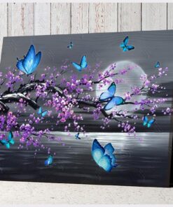Hayooo Butterfly Canvas Tree With Blue Butterflies