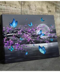 Hayooo Butterfly Canvas Tree With Blue Butterflies