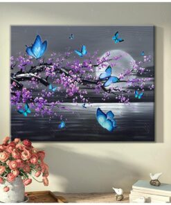 Hayooo Butterfly Canvas Tree With Blue Butterflies