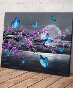 Hayooo Butterfly Canvas Tree With Blue Butterflies