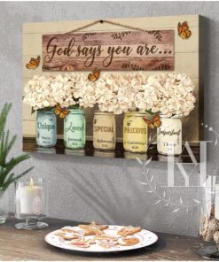 Hayooo Beautiful Hydrangea Flower And Butterfly Canvas God Says You Are