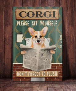 Corgi Dog Bathroom Canvas FB2103 70O43 Corgi Dog Canvas