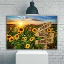 Sunflower Field Color Multi-Names Premium Canvas