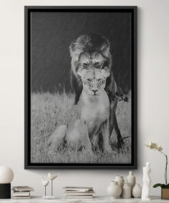 Lion Love Couple Poster Canvas Prints #2109V