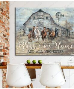Horses Canvas Bless Our Home And All Who Enter