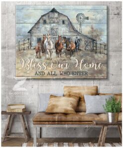 Horses Canvas Bless Our Home And All Who Enter