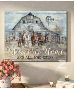 Horses Canvas Bless Our Home And All Who Enter