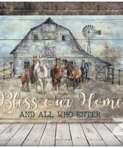 Horses Canvas Bless Our Home And All Who Enter