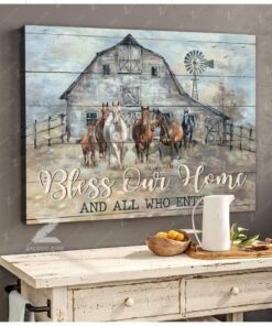 Horses Canvas Bless Our Home And All Who Enter