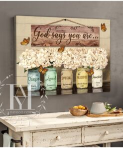 Hayooo Beautiful Hydrangea Flower And Butterfly Canvas God Says You Are