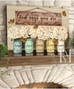 Hayooo Beautiful Hydrangea Flower And Butterfly Canvas God Says You Are