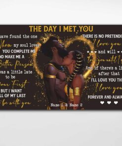 The Day I Met You - Personalized African American Couple Poster & Canvas