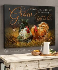 Stunning Gift Chicken Canvas Grow Old Along With Me The Best Is Yet To Be Farmhouse Barn Wall Art Wall Decor