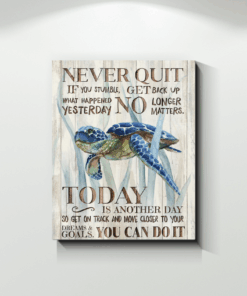 Zalooo Never Quit Turtle Wall Art Canvas