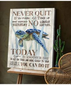 Zalooo Never Quit Turtle Wall Art Canvas