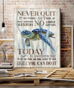 Zalooo Never Quit Turtle Wall Art Canvas