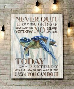 Zalooo Never Quit Turtle Wall Art Canvas