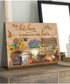 Eviral Store Farmhouse Kitchen and Hummingbird This kitchen is seasoned with love Canvas  Hummingbird Canvas