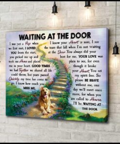 Waiting at the door v2 Golden Retriever Wall art Canvas